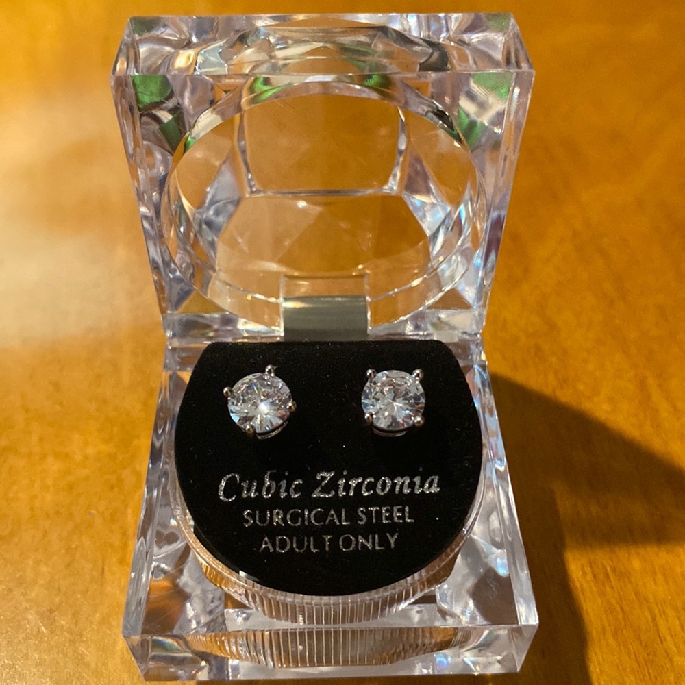 Cubic Zirconia Surgical Steel Earrings